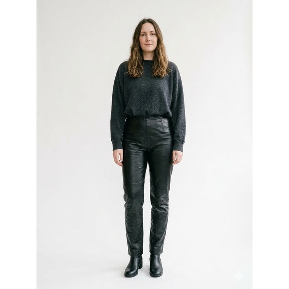 Pierre Cardin Pants - Pierre Cardin Options II Black Genuine Leather Pants High Waist Size 18W 741794P